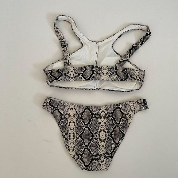NWT Aqua Swim Python Snake Print Halter Crop Bikini Swimsuit Set Medium - Picture 15 of 15